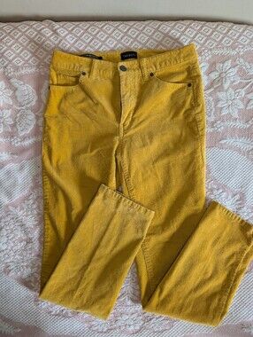 Women's Yellow Corduroy Pants - Petite Skinny Fit